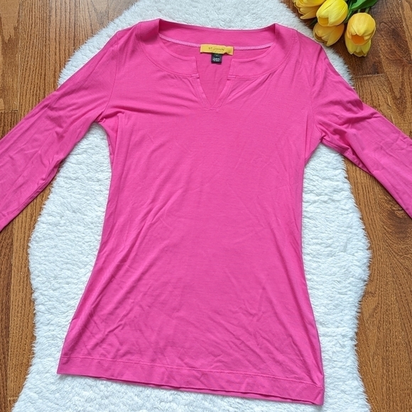 St. JOHN pink 3/4 length sleeves top p xs - Picture 1 of 10